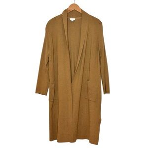 J. Jill Longline Cardigan Sweater Size Large Petite Open Front Brown Duster